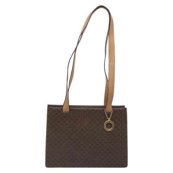 CELINE Macadam Canvas Shoulder Bag Pvc Brown Gold - Picture 2 of 12